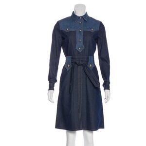 NWT Gucci Spring 2015 Runway Denim Dress 46 (US 10/12) Gold Buttons STUNNING NEW